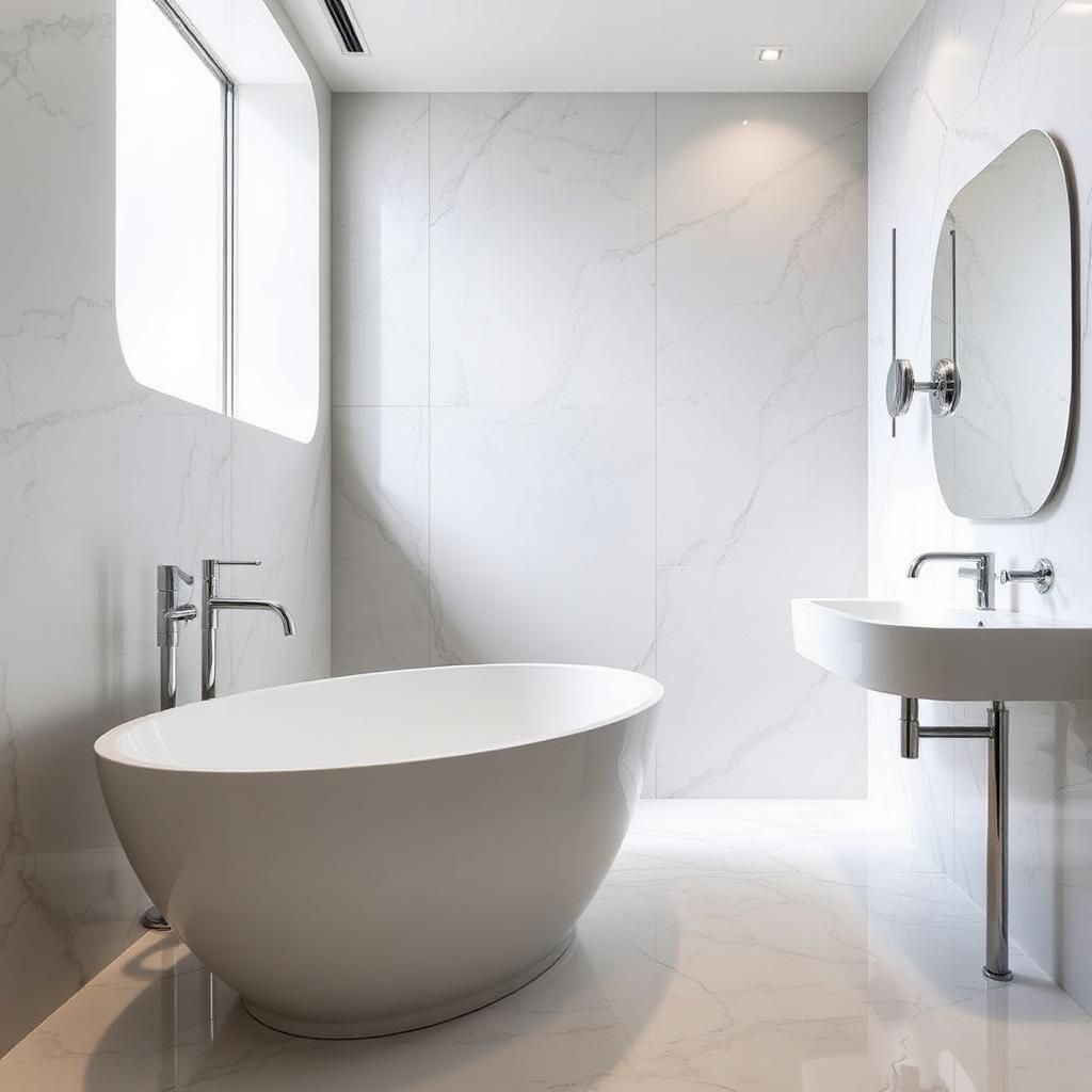 Modern luxury bathroom with chrome fixtures